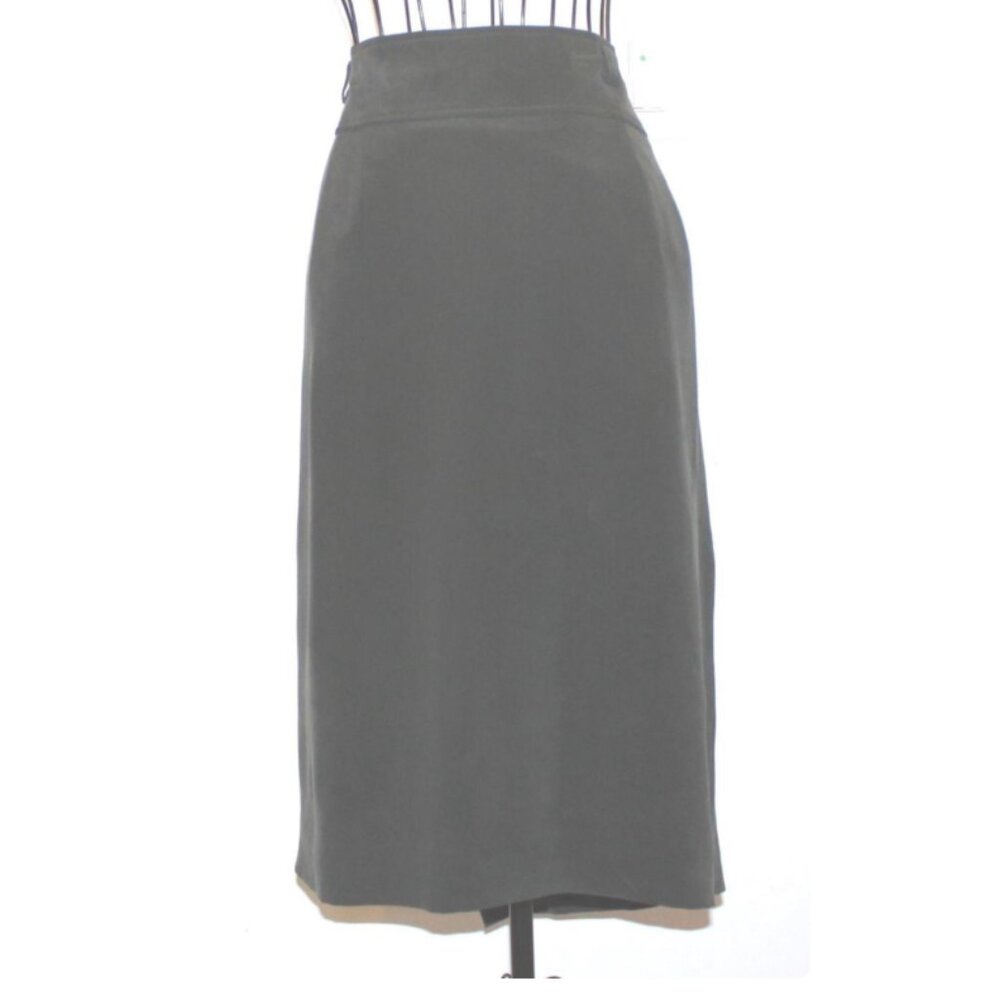 Sueded Silk Skirt Jones New York 16 W Size Large Dark Green Back Zip 90's